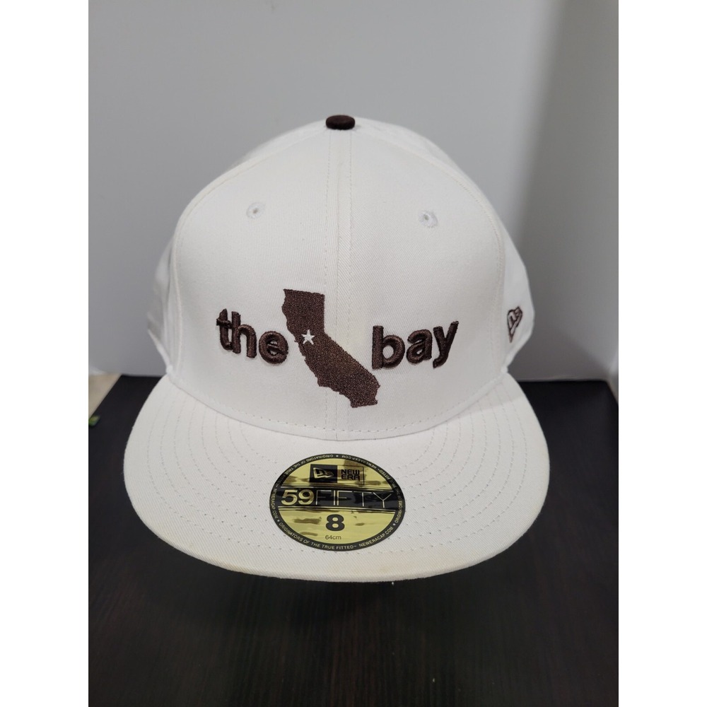 The Bay Golden Warriors New‎ Era WHITE AND BROW Fitted 8" Baseball Cap Hat